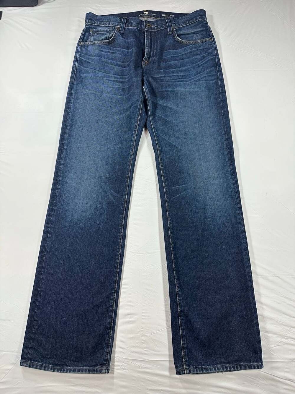 7 For All Mankind Austyn Relaxed Straight Leg Dark Wash Jeans Men 31(33x34)